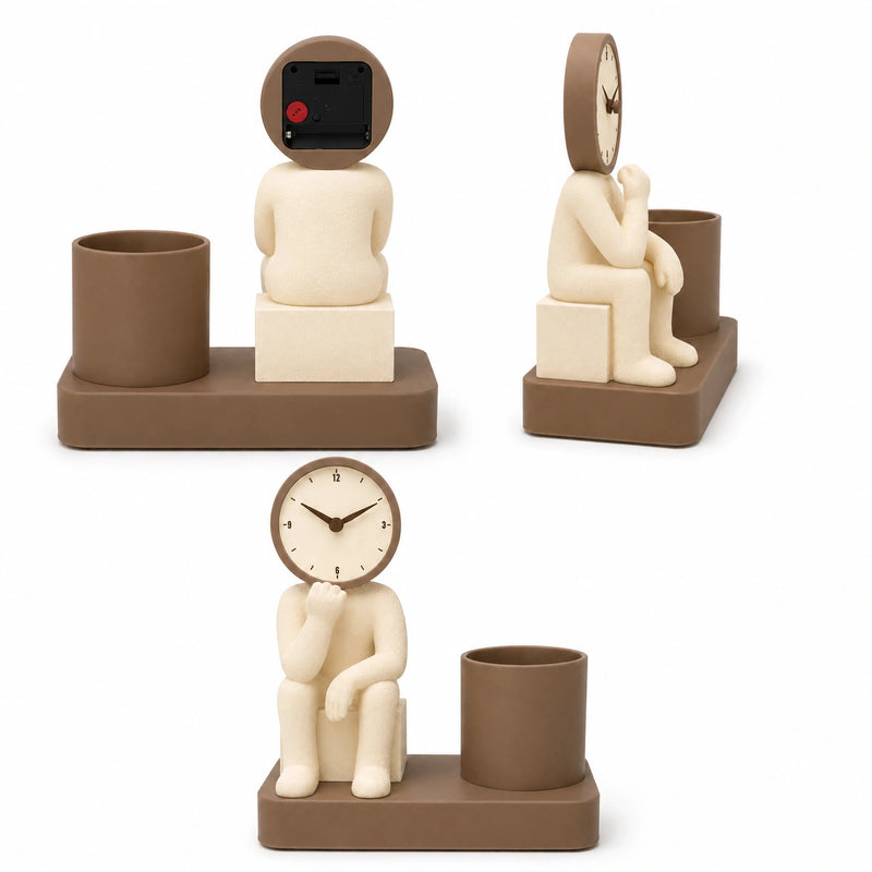 Mr. Thinker – Desk Clock & Pen Stand