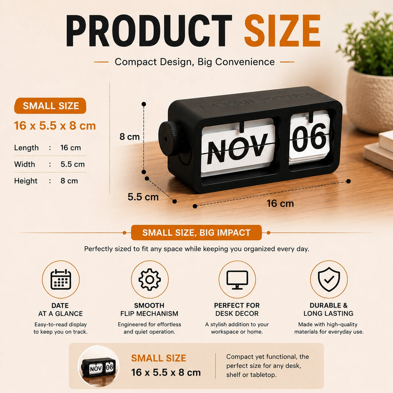 Modern Flip Frame Desk Calendar with perpetual date display for office desk, study table, and workspace decor