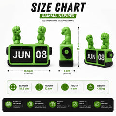Hulk superhero flip desk calendar with a bold green comic-inspired design, perpetual date display, and modern desktop decor for home or office