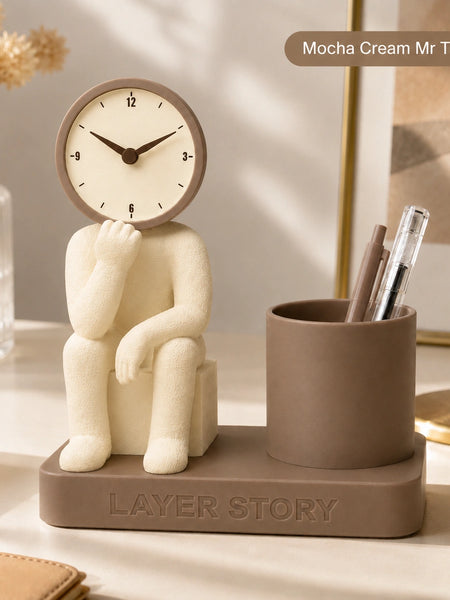 Mr. Thinker – Desk Clock & Pen Stand
