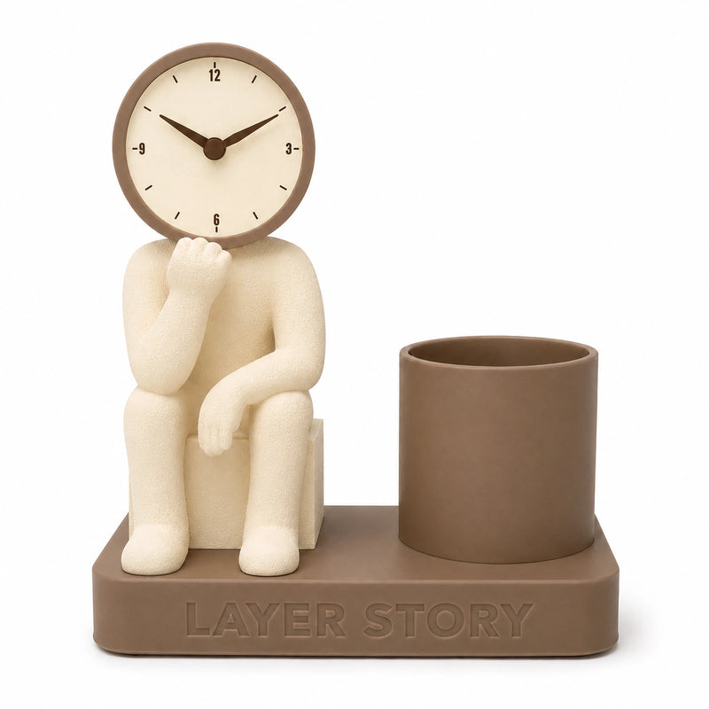 Mr. Thinker – Desk Clock & Pen Stand