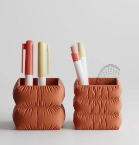 LayerStory “Puffer Square” Desk Organizer – Modern Quilted Pen Holder
