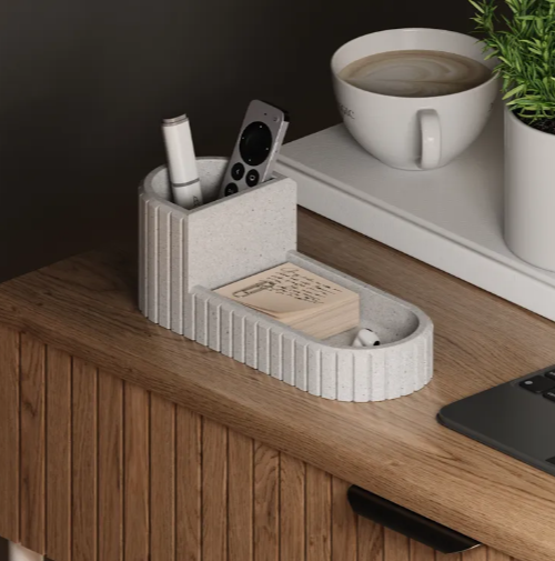 LayerStory “Slate Arc” Desk Organizer – Minimal Long Tray with Vertical Holder