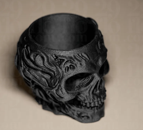LayerStory “Obsidian Skull” Desk Organizer – Gothic Pen & Accessory Holder