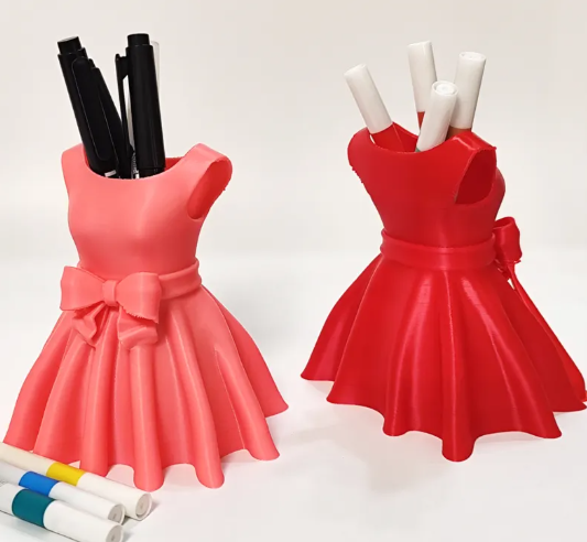 LayerStory “Grace Dress” Desk Organizer – Elegant Bow Dress Pen Holder & Modern Desk Accessory