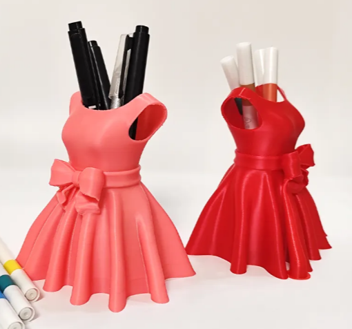 LayerStory “Grace Dress” Desk Organizer – Elegant Bow Dress Pen Holder & Modern Desk Accessory