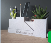 LayerStory “Stepway” Desk Organizer – Geometric Staircase Holder with Planter Slot