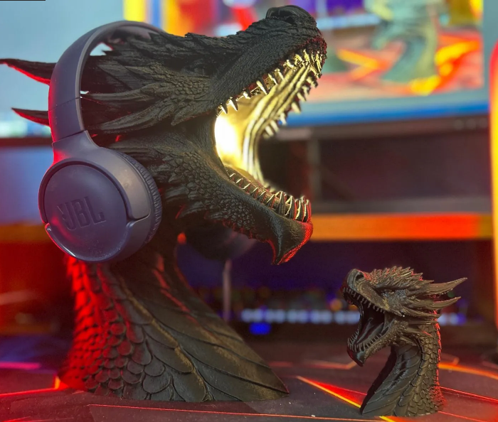 LayerStory Draco Luxe Headphone Stand with LED Lighting | Premium Desk Organizer