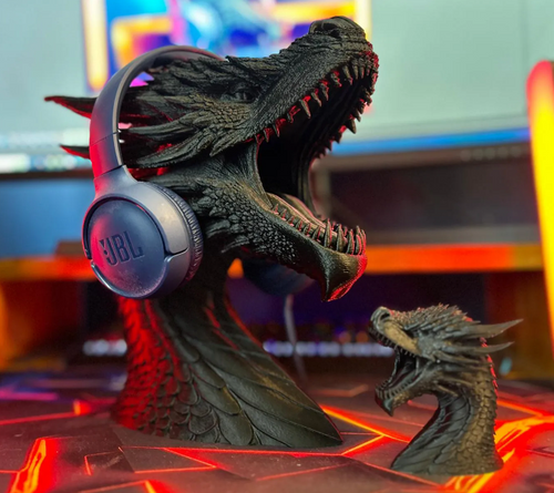 LayerStory Draco Luxe Headphone Stand with LED Lighting | Premium Desk Organizer