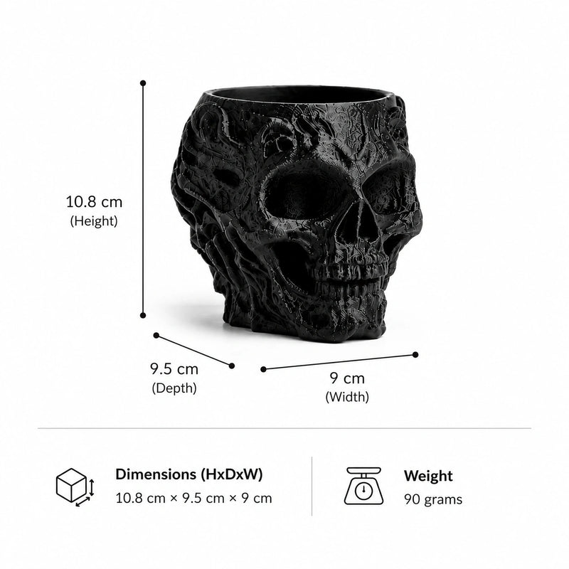 Obsidian Skull Desk Organizer