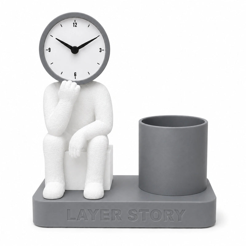 Mr. Thinker – Desk Clock & Pen Stand