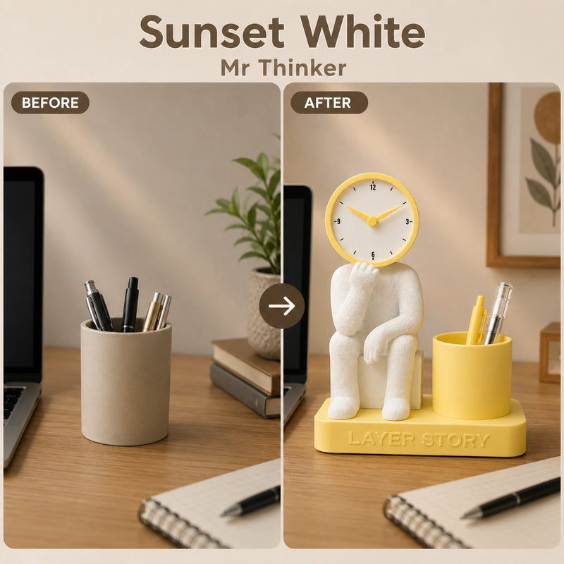 Mr. Thinker – Desk Clock & Pen Stand