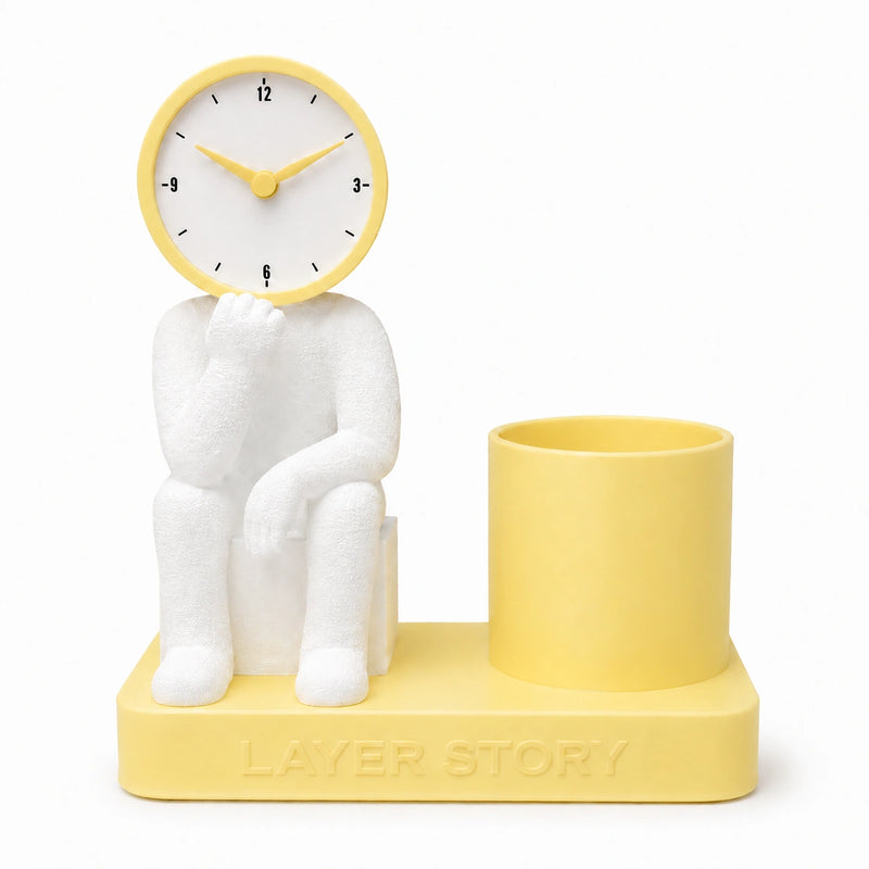 Mr. Thinker – Desk Clock & Pen Stand